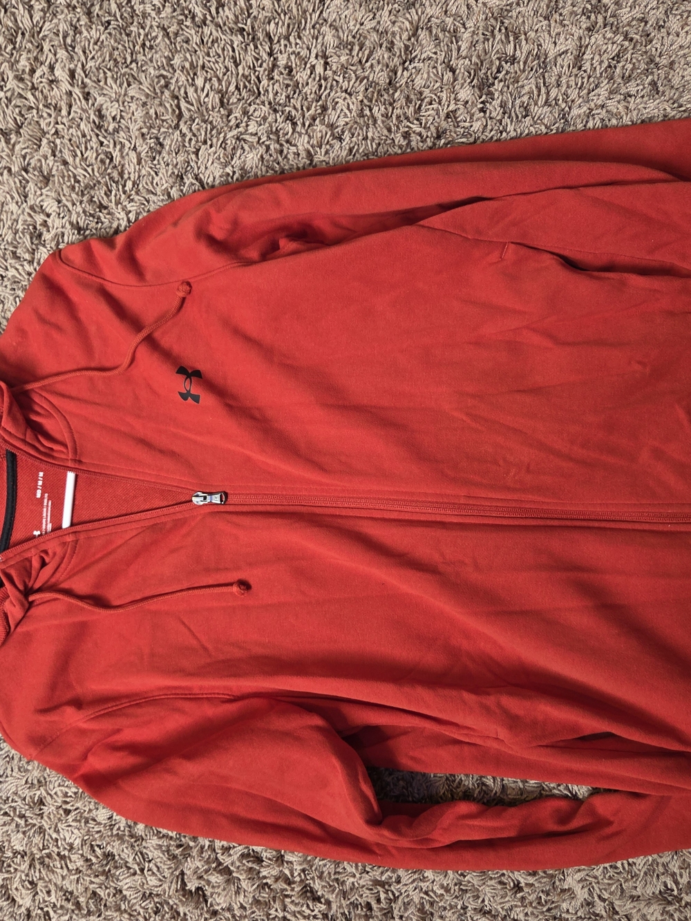 Under Armour Men's Red Full-Zip Hoodie with Black Logo